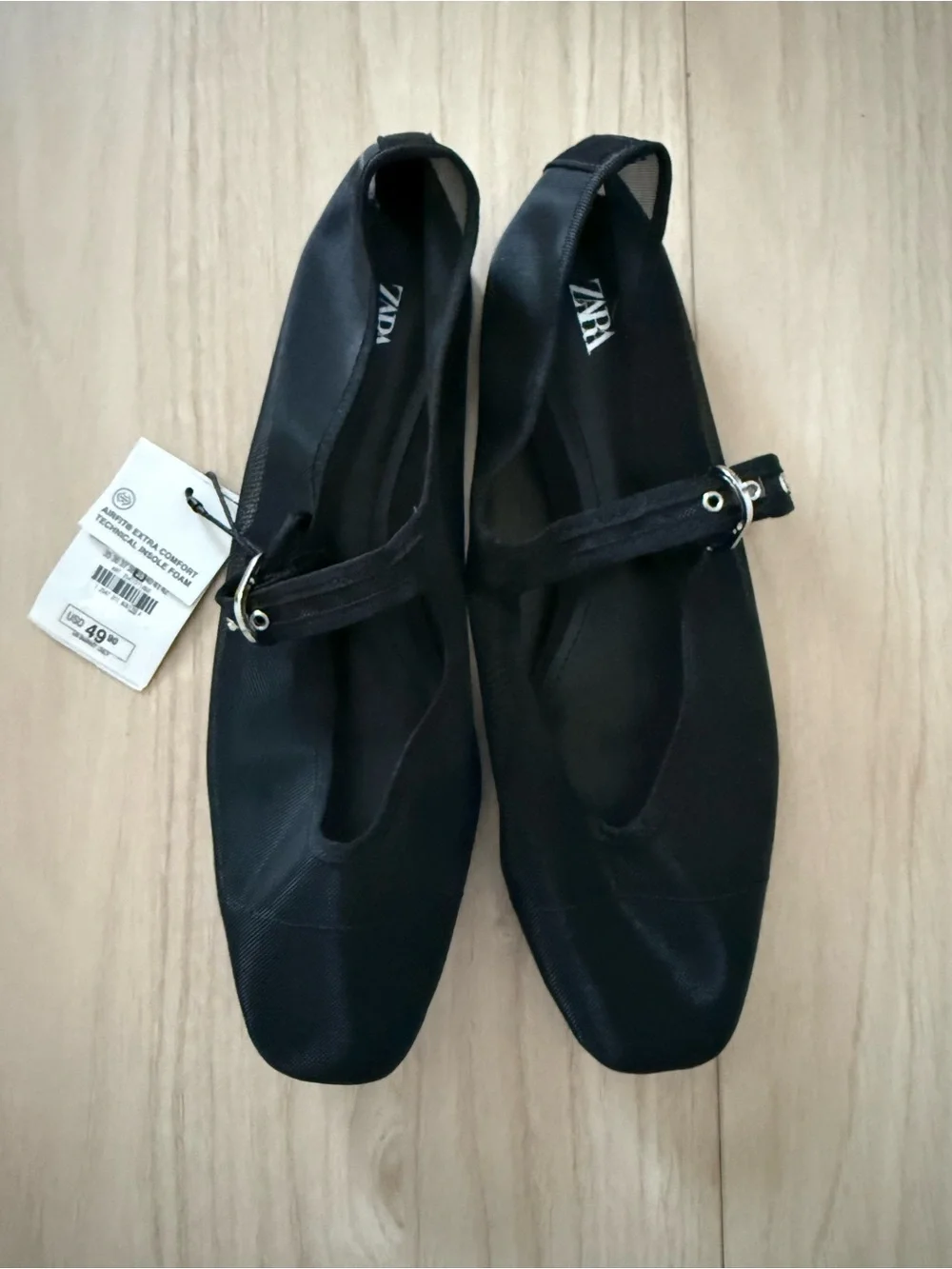 ZARA Black Mary Jane Slingback Flats